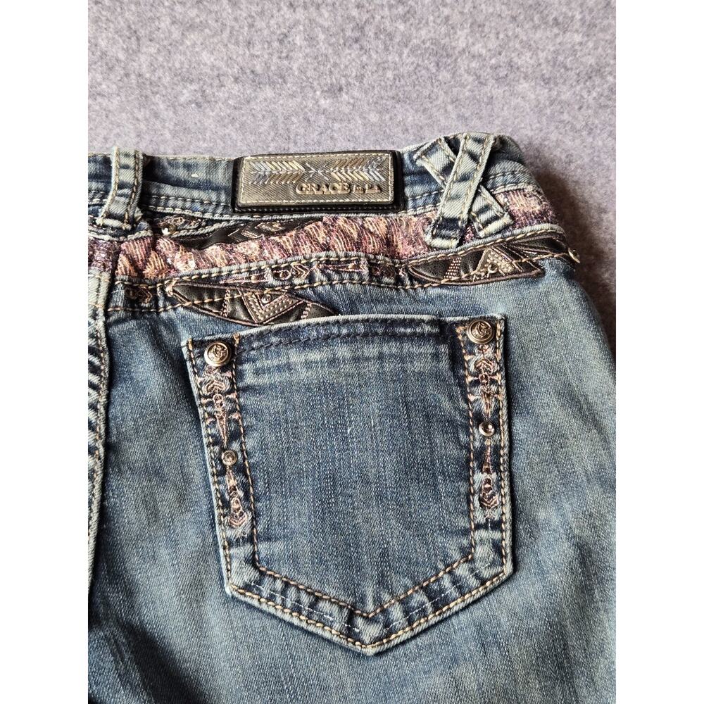 Grace In L.A. Women's Jeans Embellished Stretch Size 28 Low Rise Measures 30x30 - Picture 14 of 16